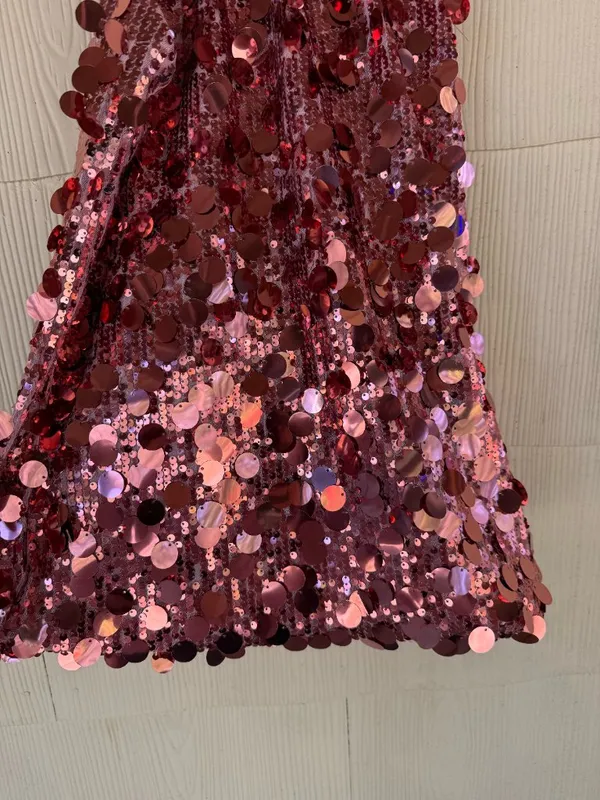 Guanyy Vintage Pink Sequin Halter Tank Size M - Image 2