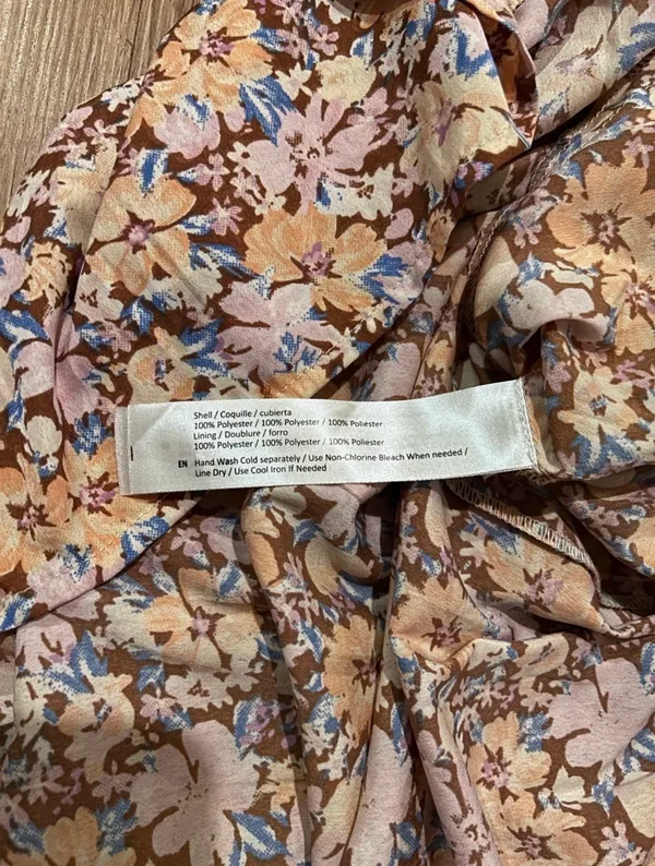 Band of the Free Floral Midi Dress M Puff Sleeve Smocked Cottagecore - Image 9