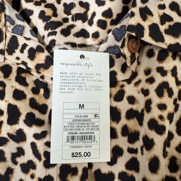 a new day Leopard Print Button-Down Satin Shirt - Tan & Black - Image 4