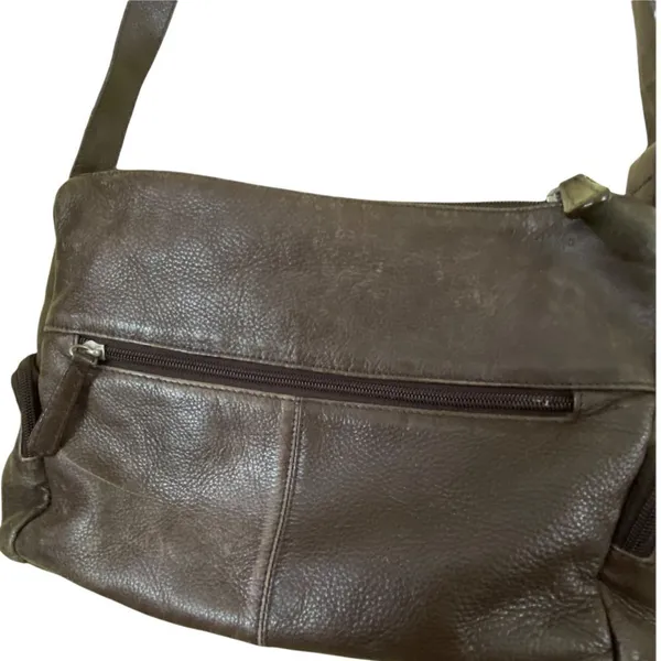 Vintage Stone Mountain Brown Leather Shoulder Bag - Image 12