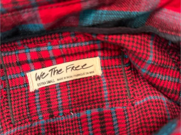 We The Free Red & Teal Plaid button  Pullover Sz XS - Image 3