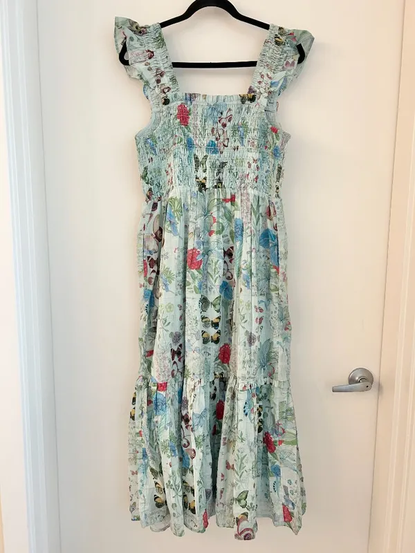 Anthropologie The Peregrine Square-Neck Midi Dress Butterfly Print Size M NWT - Image 9