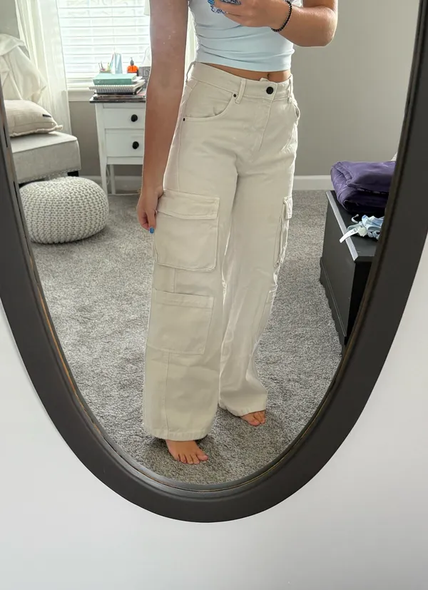 Cotton on cargo wide leg jeans - Image 4