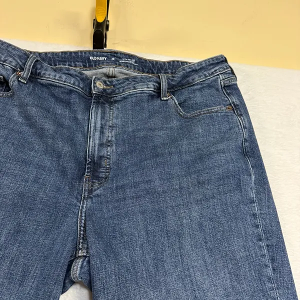 Old Navy 20 Extra High-Rise Straight Denim Jeans Medium Wash Secret-Smooth Work - Image 4