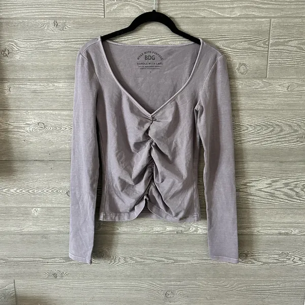 BDG‎ Urban Outfitters Ruched Front Long Sleeve Top Lilac Purple Size M - Image 2