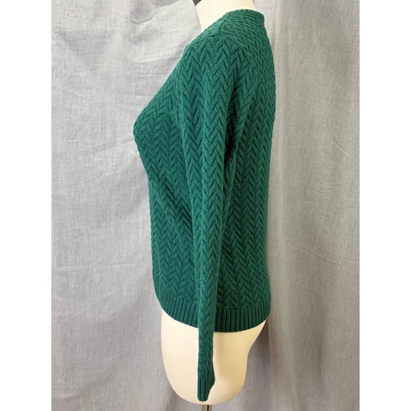 Janie and Jack Green Textured Knit Sweater White Stripe Sleeve Size‎ 12 - Image 7