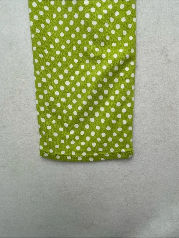 Coldwater Creek Women's Green White Polka Dot Cotton Blend Skinny Pants Size 4 - Image 6