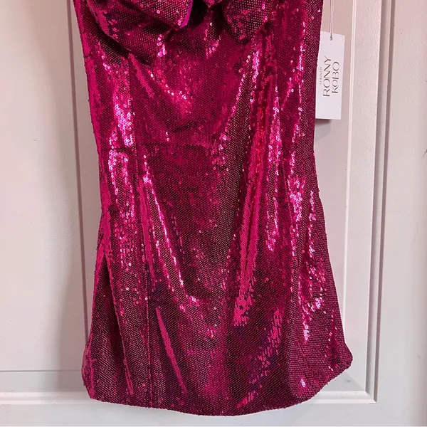 Torn by RONNY KOBO Lindsay Sequin Bow Mini Dress, Color Tulip Pink, Size M, NWT - Image 6