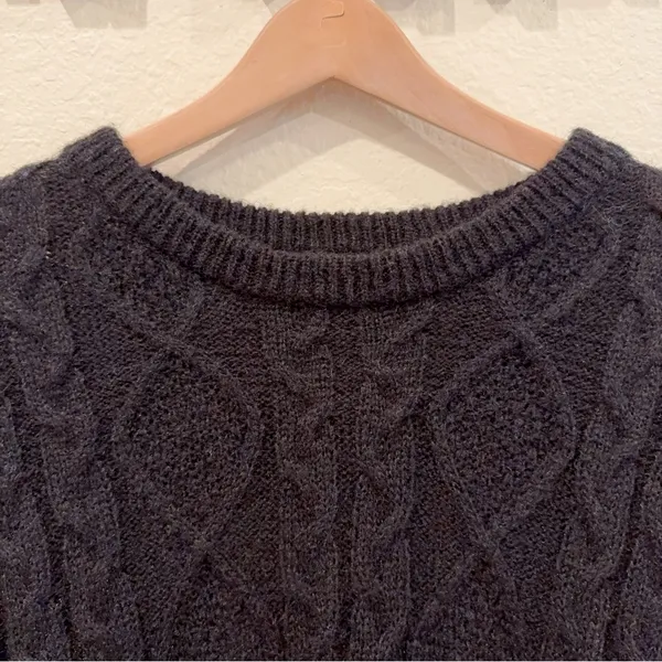 Jacquie The Label RENF Cable Knit Faux Layered Side Tie Black Sweater Pullover - Image 5