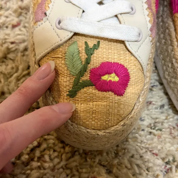Dolce Vita Azalia Floral Embroidered Woven Raffia Sneakers Size 8.5 - Image 14