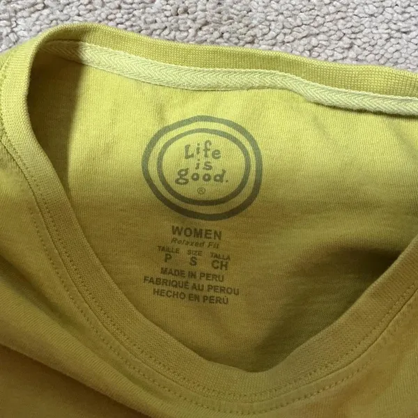 Life is Good Womens Relaxed Fit Yellow Graphic T‎ Shirt Size Small - Image 3
