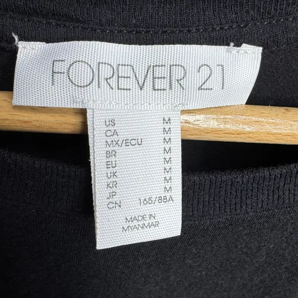 Forever 21 Womens Black Short Sleeve‎ Crew Neck Cotton Modal T-Shirt Size Medium - Image 3