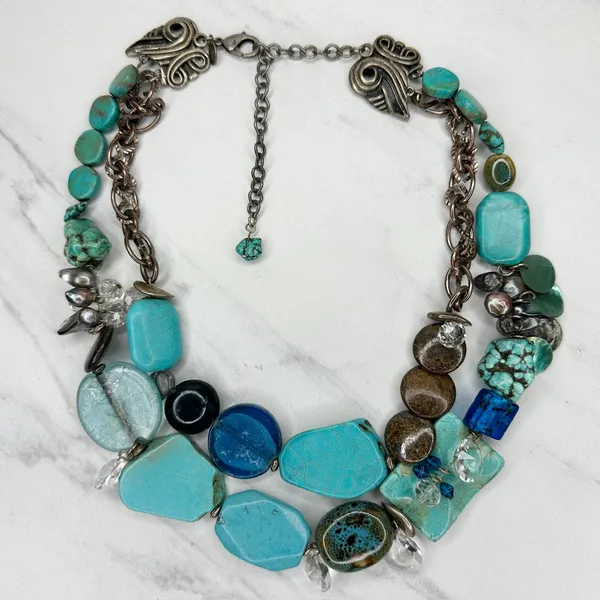 Chico's Chunky Faux Turquoise Statement Necklace 18.5-22.25in ✨ - Image 2