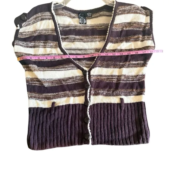Nick & Mo Y2K Striped Cardigan L Brown White - Image 7