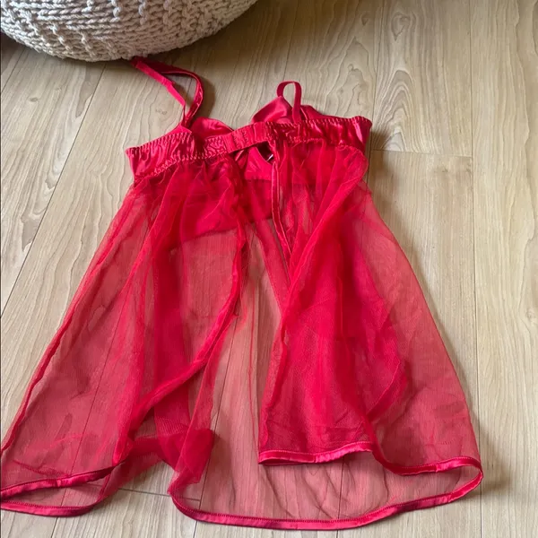 Adore Me Red Mesh Chemise with Satin Bow - Image 4