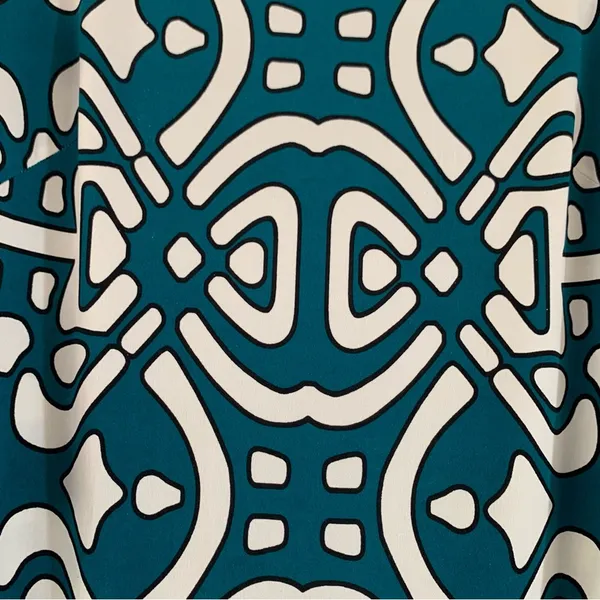 Laundry By Design Dress Womens 4 Teal White Geometric Shift Career Travel - Image 3