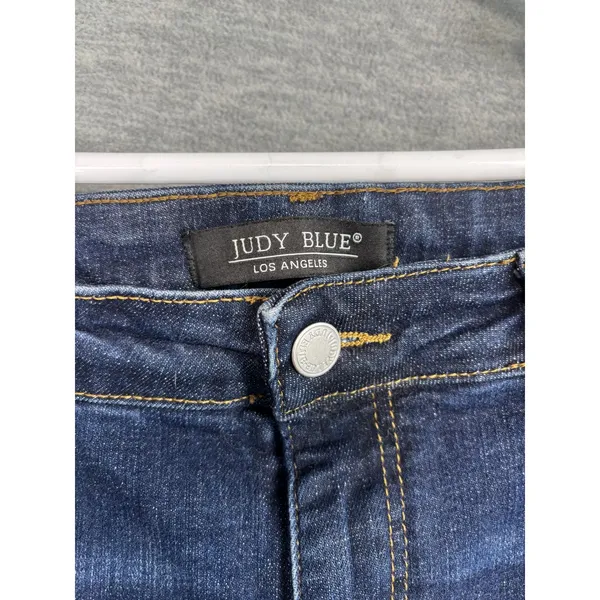Judy Blue Distressed Denim Shorts Dark Wash Cuffed Bermuda XL - Image 6