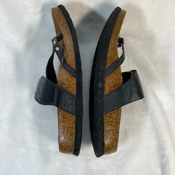 Betula Birkenstock Thong Sandals Black Leather‎ Pearls Size 38 W7-flaw - Image 8