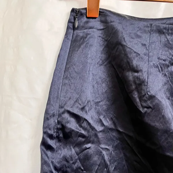 Aritzia | Babaton Slip Satin Crinkled Mini Skirt Size 6 In Starboard Navy Blue - Image 7