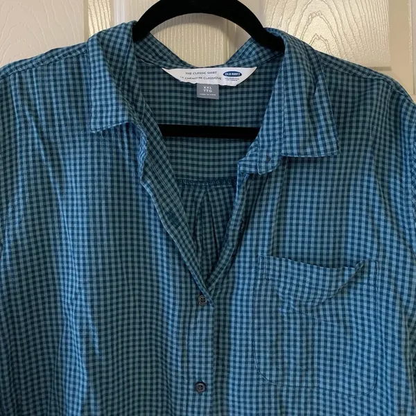 Old navy green & blue gingham button up size XXL - Image 2