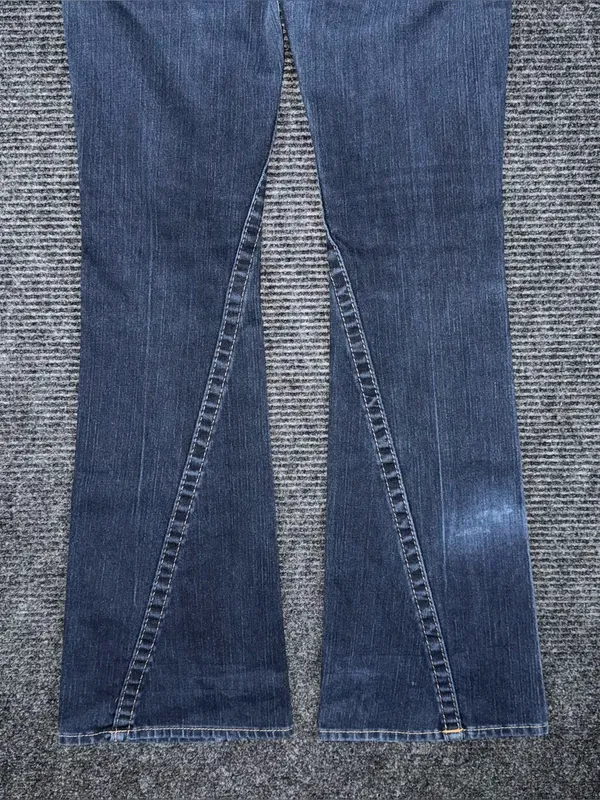 RARE Vintage True Religion Low Rise Twisted Flare Jeans Sz 26 x 33 Dark Wash Y2K - Image 6