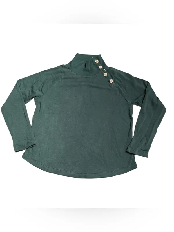 J Crew Factory Jewel-button mockneck pullover green Size M NWOT - Image 2