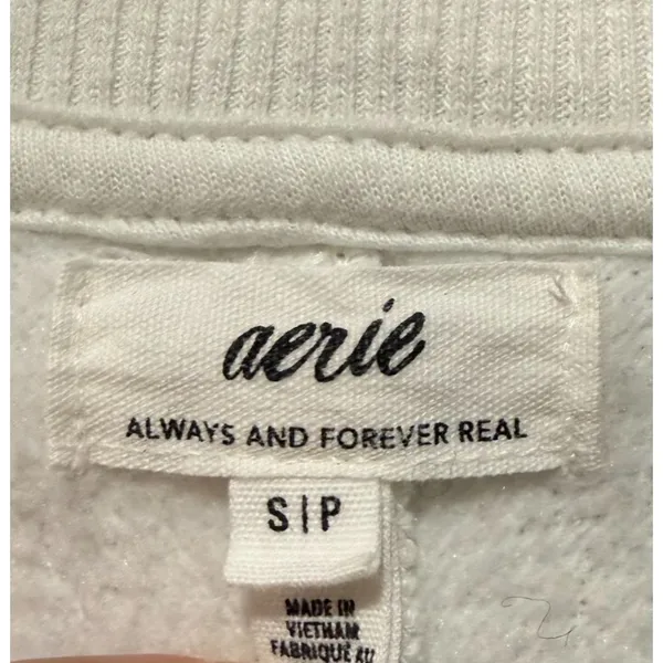 Aerie Cardi Bomber Fleece Sweatshirt Oversized Women Sz S White Boho Sweater - Image 3