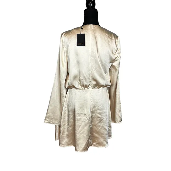 NBD Cream Satin Cocktail Mini Dress LARGE Party Cutout Revolve Designer $208 NEW - Image 6