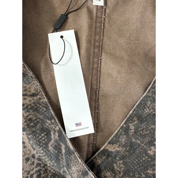 Vigoss Brown Snakeskin Denim Vest Button Front‎ Western Animal Print Womens XL - Image 5