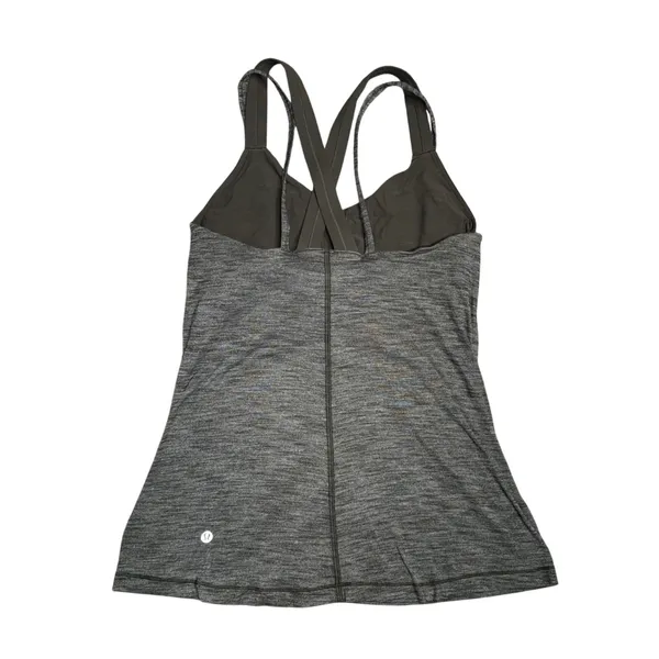 Lululemon Tank Top Womens 8 Gray Excellent Strappy Racerback Built-in Bra Yoga‎ - Image 2