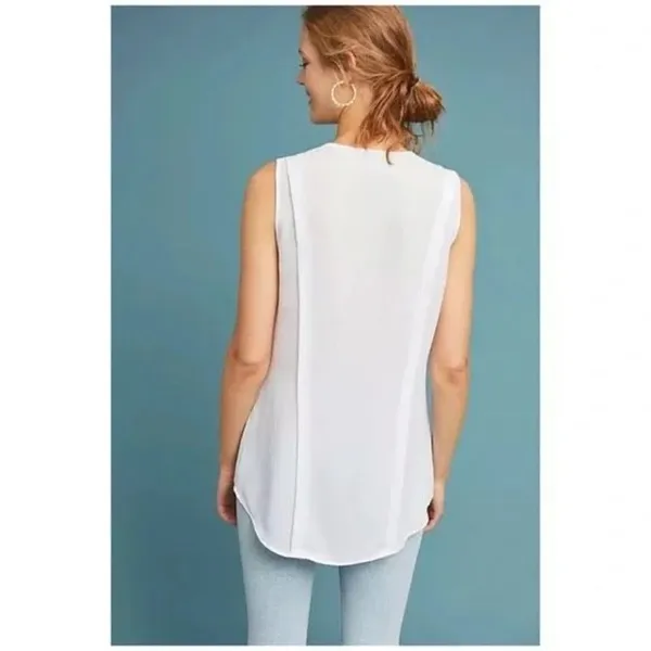 ✨Anthropologie Maeve La Vista White Cutout V-Neck Structured Tank✨ - Image 6