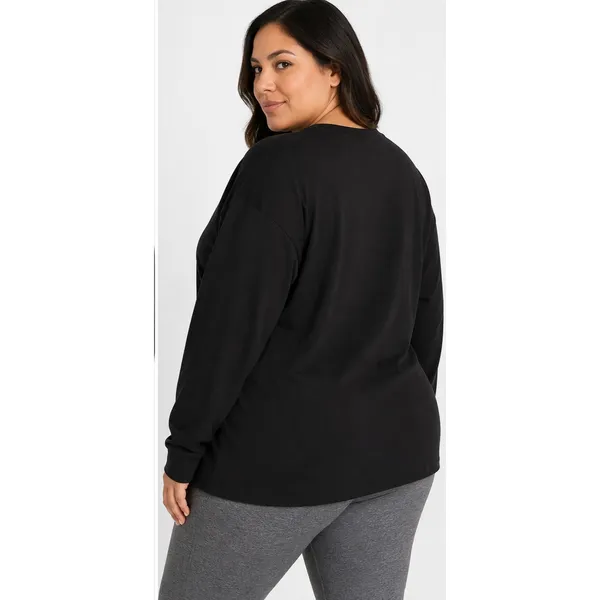 Athletic Works Womens Sweatshirt Size XL Black Fleece Crewneck Relaxed Cozy Fit - Image 7