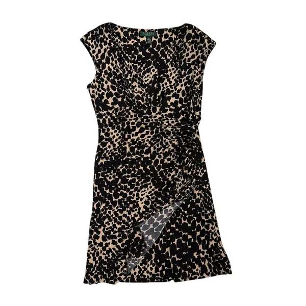 Lauren Ralph Lauren Leopard Animal Print V Neck Mini Wrap Dress Size 6 - Image 3