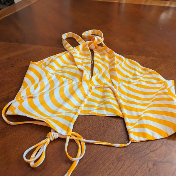 Zara Silk Orange and White Crop Top,Size S - Image 6