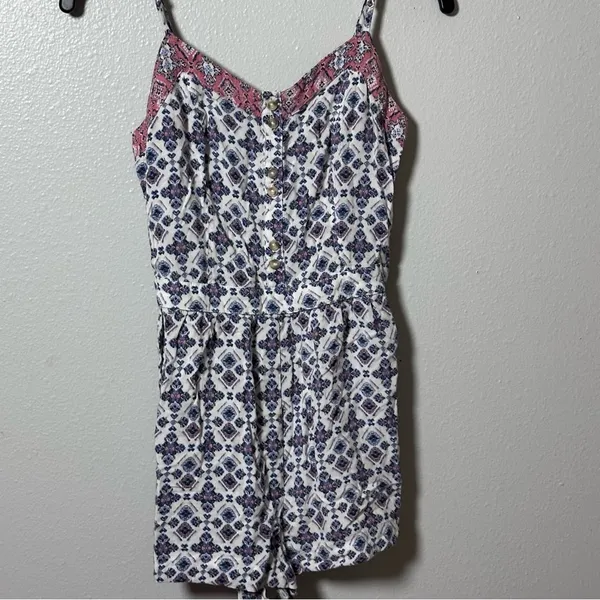 American eagle Women Blue/White Print floral‎ romper size XXS - Image 2