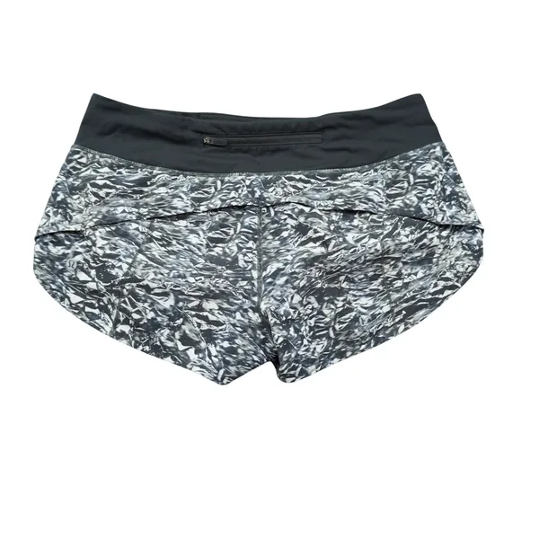 Lululemon Women's Size 8 Speed Up Shorts Black White‎ Abstract Print Running - Image 5
