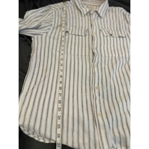 Madewell Perfect Fit Shirt Sz:M Coastal Striped Button Down crushed gauze finish - Image 4