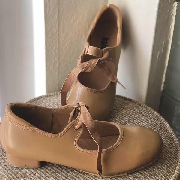 Balera Beige Tie Bow Tap Dance Ballet Shoes Sz 7 - Image 2