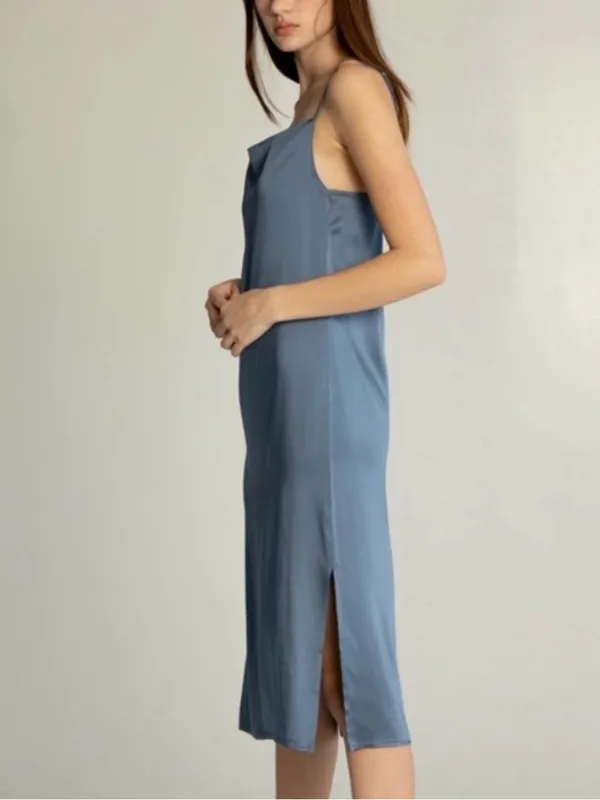 Almina Concept Draped Slip Dress Blue Size M - Image 2