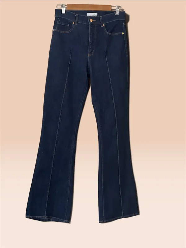 LOFT The Slim Flare Jeans Dark Wash Front Seam Size 28/6 - Image 2