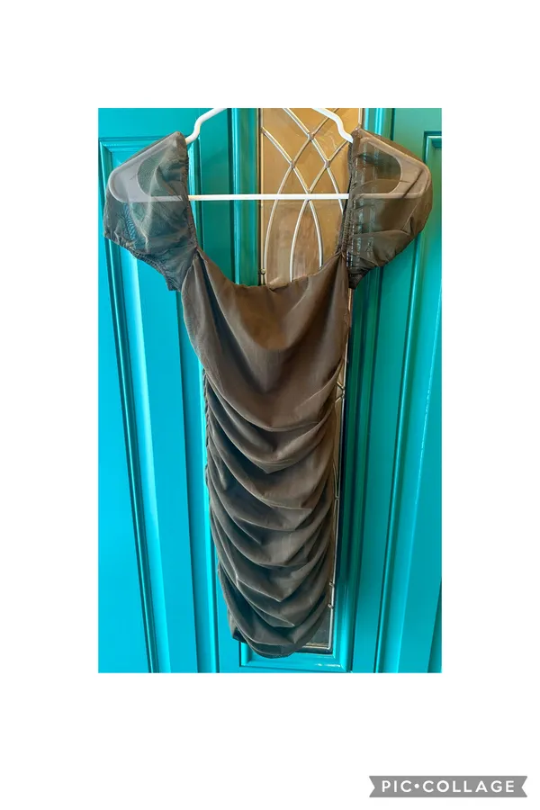 Princess Polly Chocolate Brown Ruched Mesh Mini Dress Coquette Whimsigoth Size 0 - Image 3