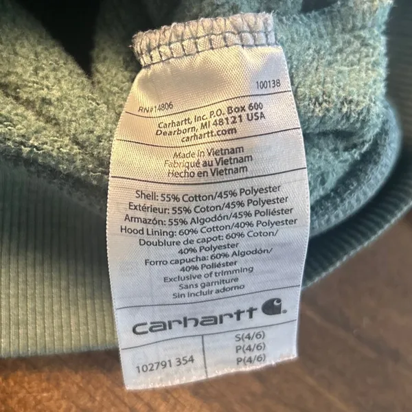 Carhartt Iconic Clarksburg Logo Sweatshirt Hoodie Small Green Relaxed Fit Casual - Image 7