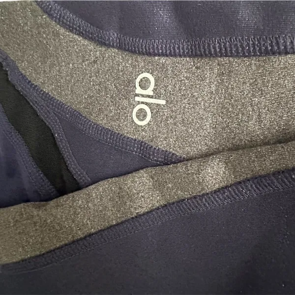 ALO Yoga Blue black and Gray Leggings Moisture-Wicking Comfort - Image 5