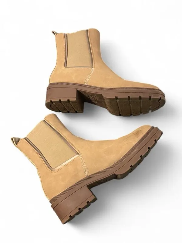 Rocket Dog Women's 9.5 Taupe Chelsea Boots Ankle Faux Suede Fall Chunky Heel - Image 3