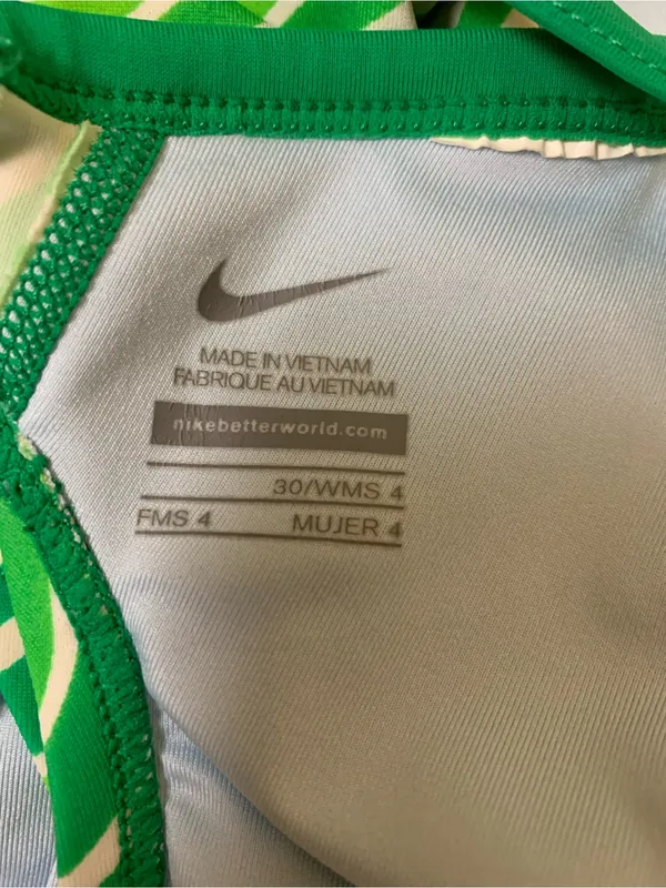 Nike Green Geometric Striped One Piece Swimsuit Racerback Athletic Swim 4 - Image 4
