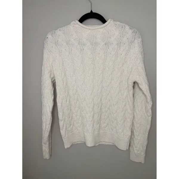 J.Crew Cream Cable Knit Sweater Size Small Cozy Classic Pullover - Image 2