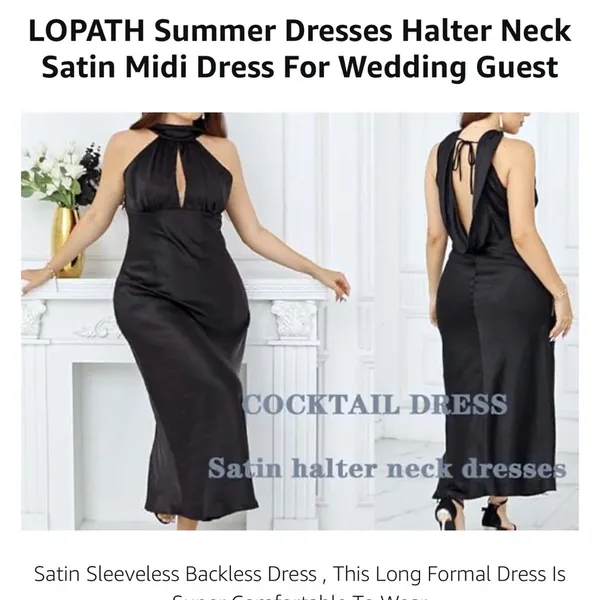 Flawed*** Small Black Satin Halter Neck Midi Dress - Image 3
