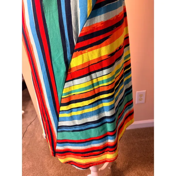Soft Surroundings Happy Place Dress Womens Small Multi NWT Striped V-Neck‎ Midi - Image 13