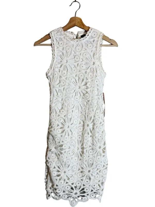 Aqua Crochet Mini Dress Women's XXS White Bridal Bachelorette Cocktail Party NWT - Image 5