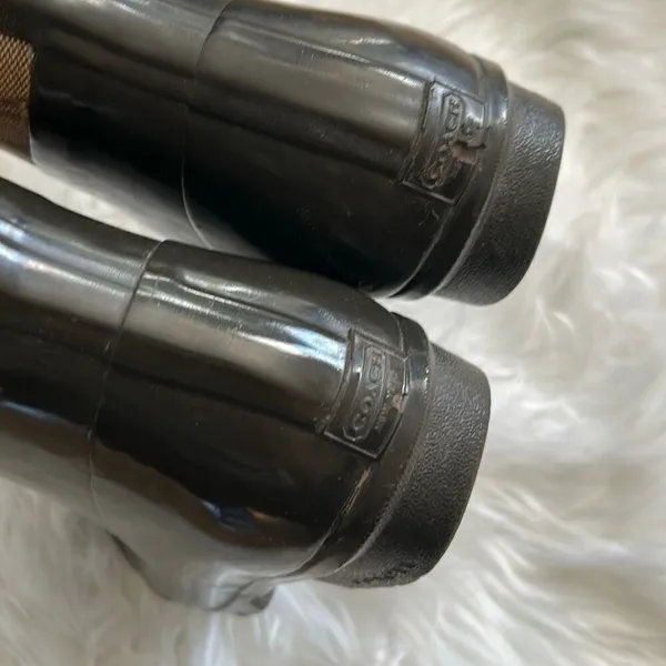 Coach Womens Brown Beige Logo Lace-Up Round Toe Rain Boots Size 6B - Image 4